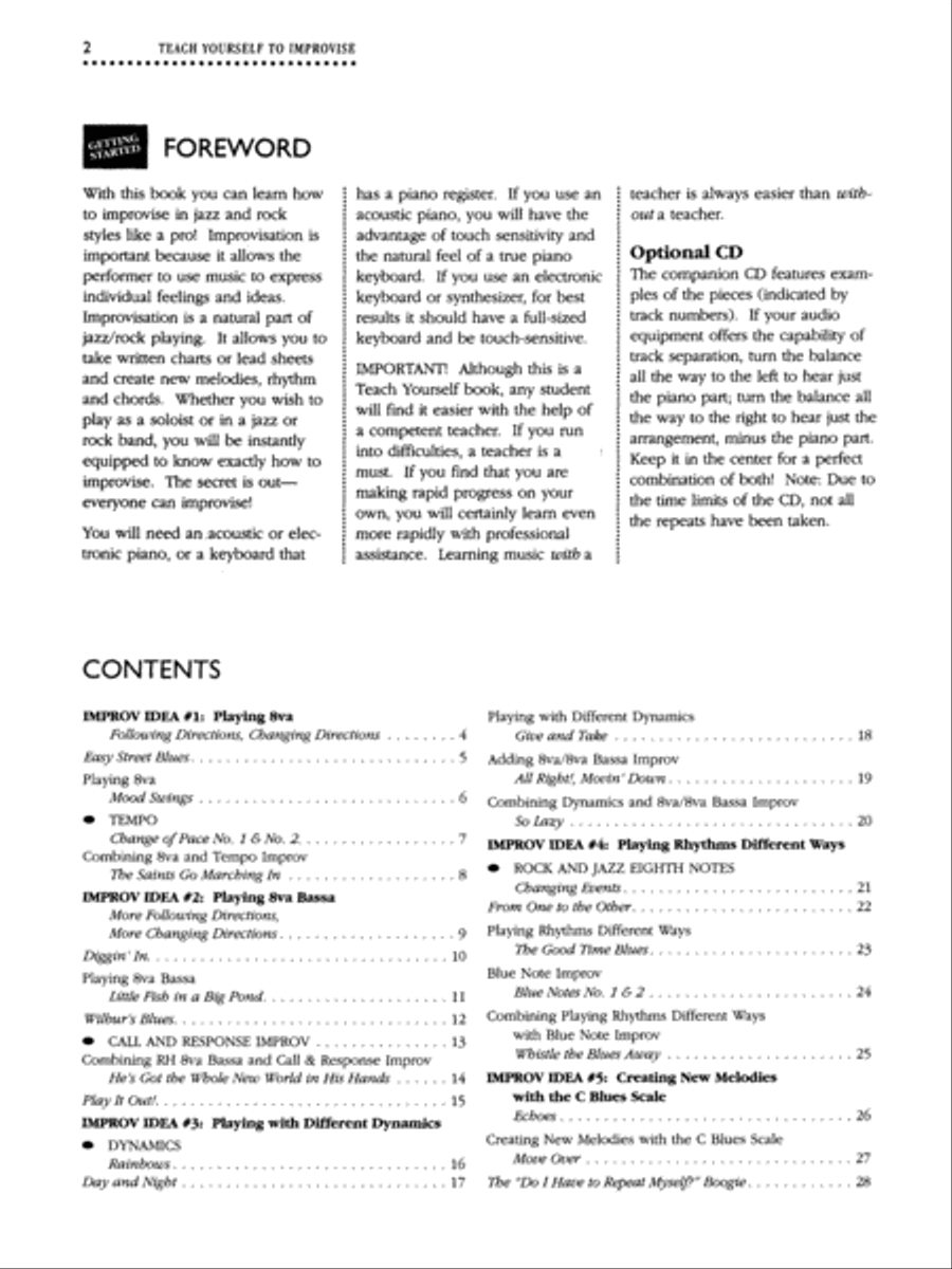 Alfred's Teach Yourself To Improvise at the Keyboard - Book/CD Piano Method scores gallery preview page 2