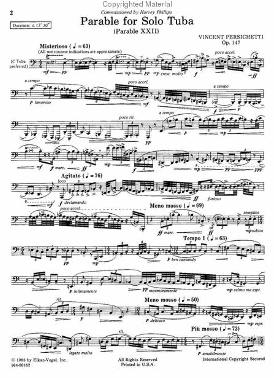 Parable For Solo Tuba Chamber Music scores gallery preview page 2