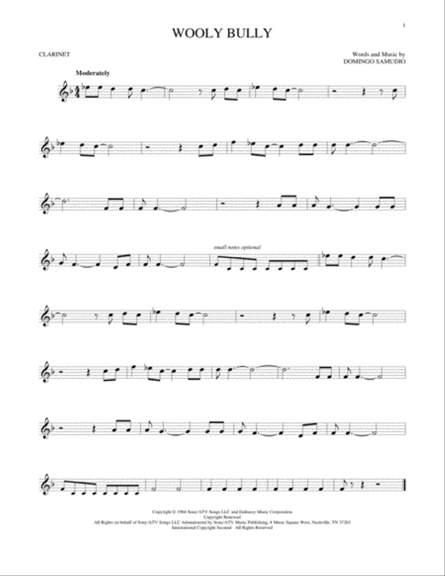 Wooly Bully Clarinet Solo scores gallery preview page 1