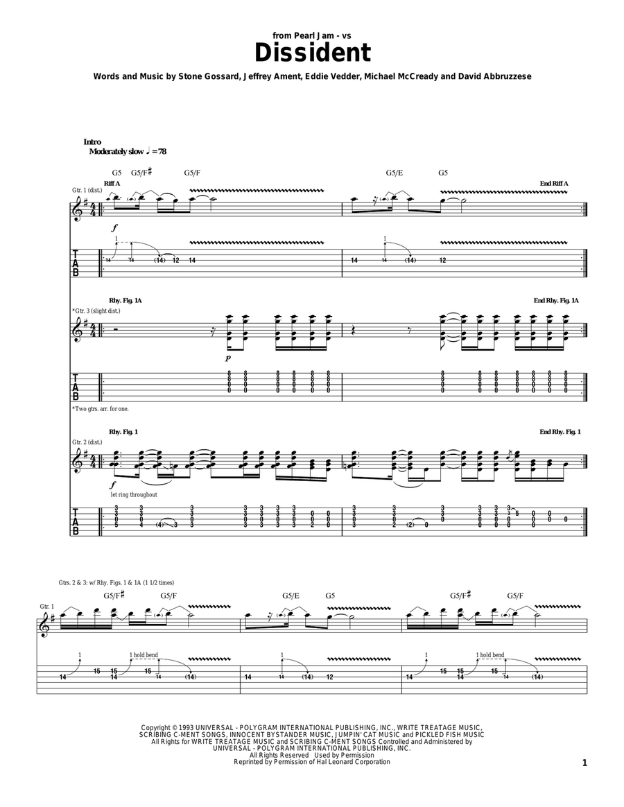 Dissident Dissident Acoustic Guitar scores gallery preview page 1