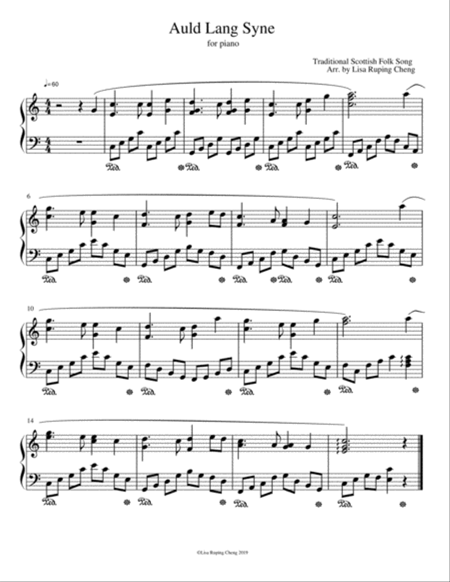 Auld Lang Syne for piano Piano Solo scores gallery preview page 1