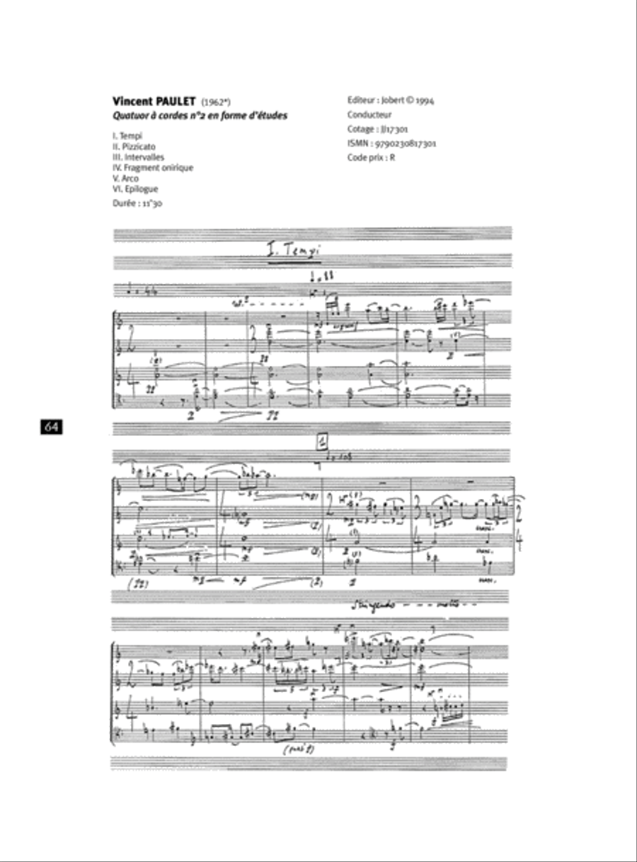 Quatuor a cordes No. 2 en forme d'etudes String Quartet scores gallery preview page 2