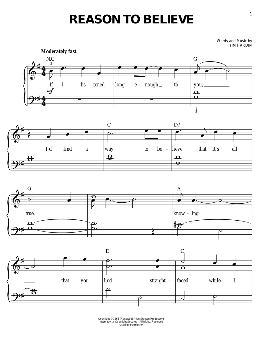 Reason To Believe Reason To Believe Voice scores gallery preview page 1