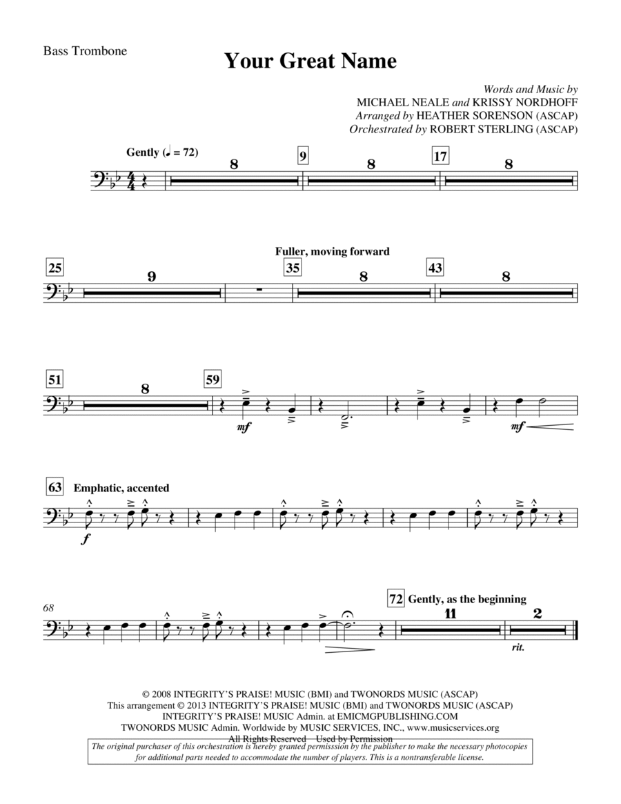 Your Great Name - Bass Trombone Choir scores gallery preview page 1