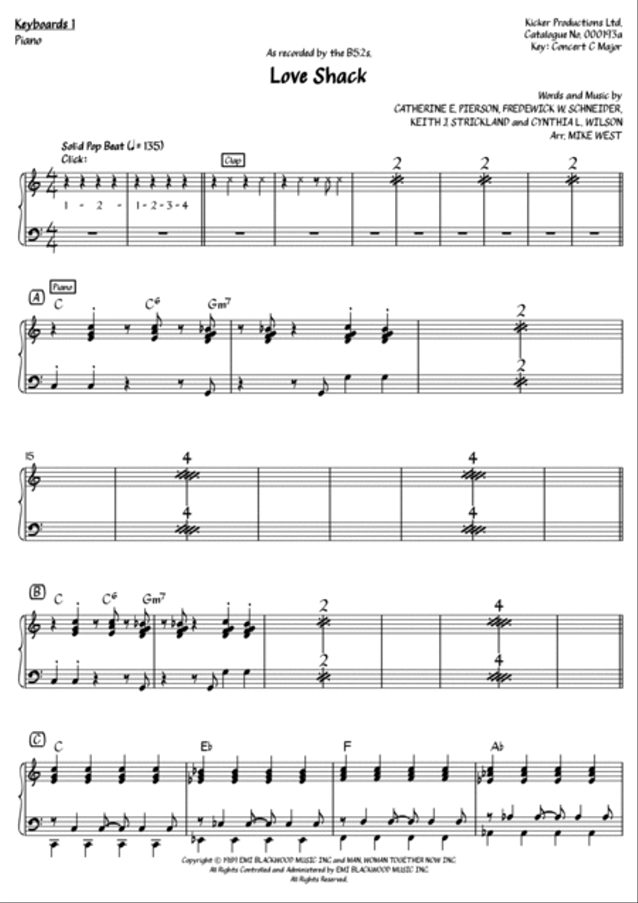 Love Shack Piano Solo scores gallery preview page 2