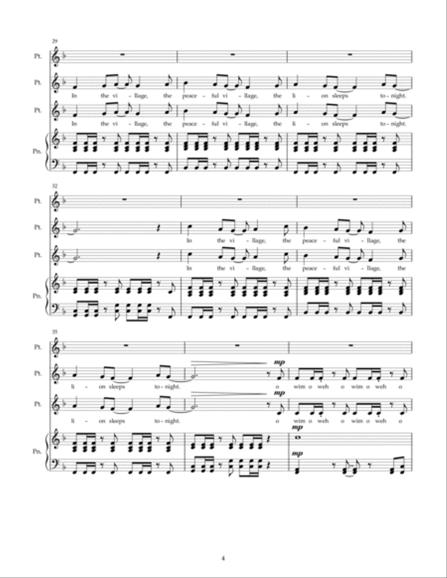 The Lion Sleeps Tonight The Lion Sleeps Tonight 2-Part scores gallery preview page 4
