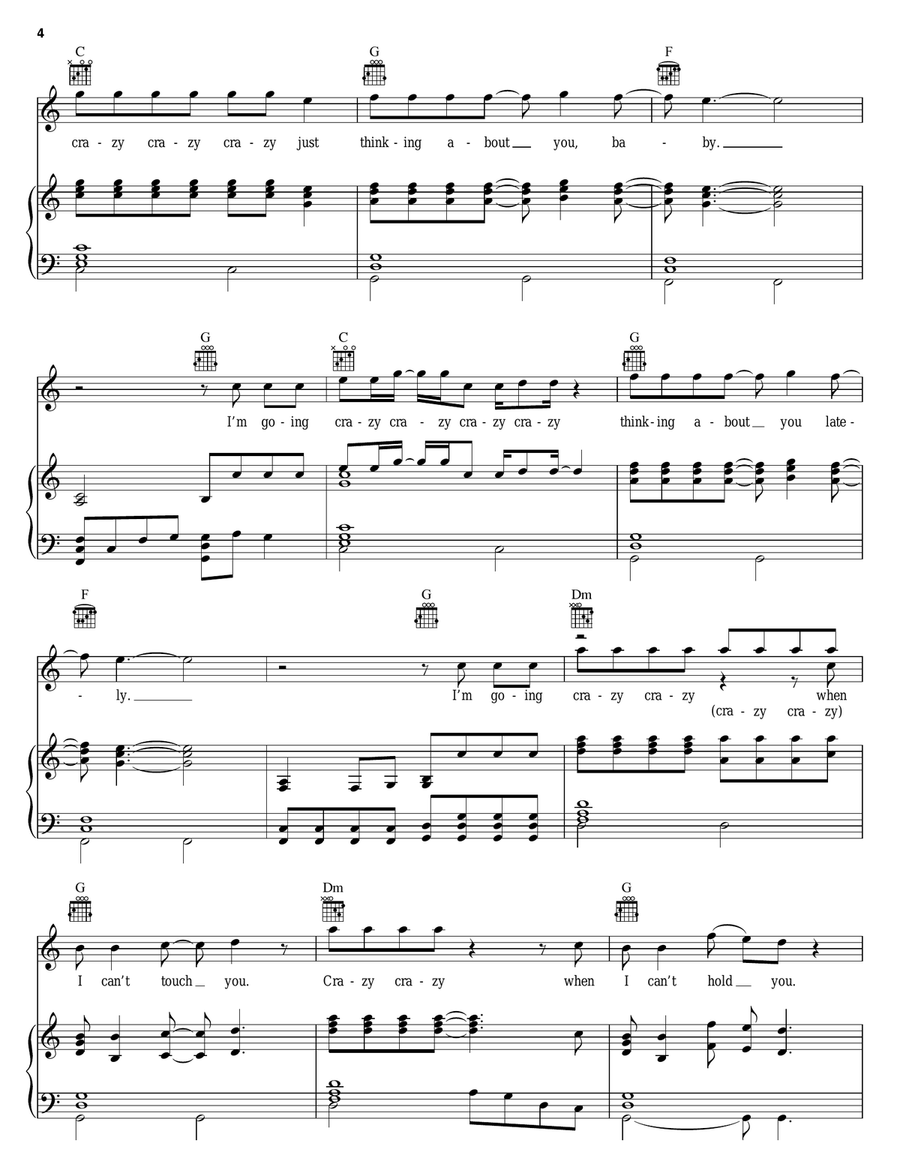 Crazy Crazy Piano, Vocal, Guitar scores gallery preview page 4
