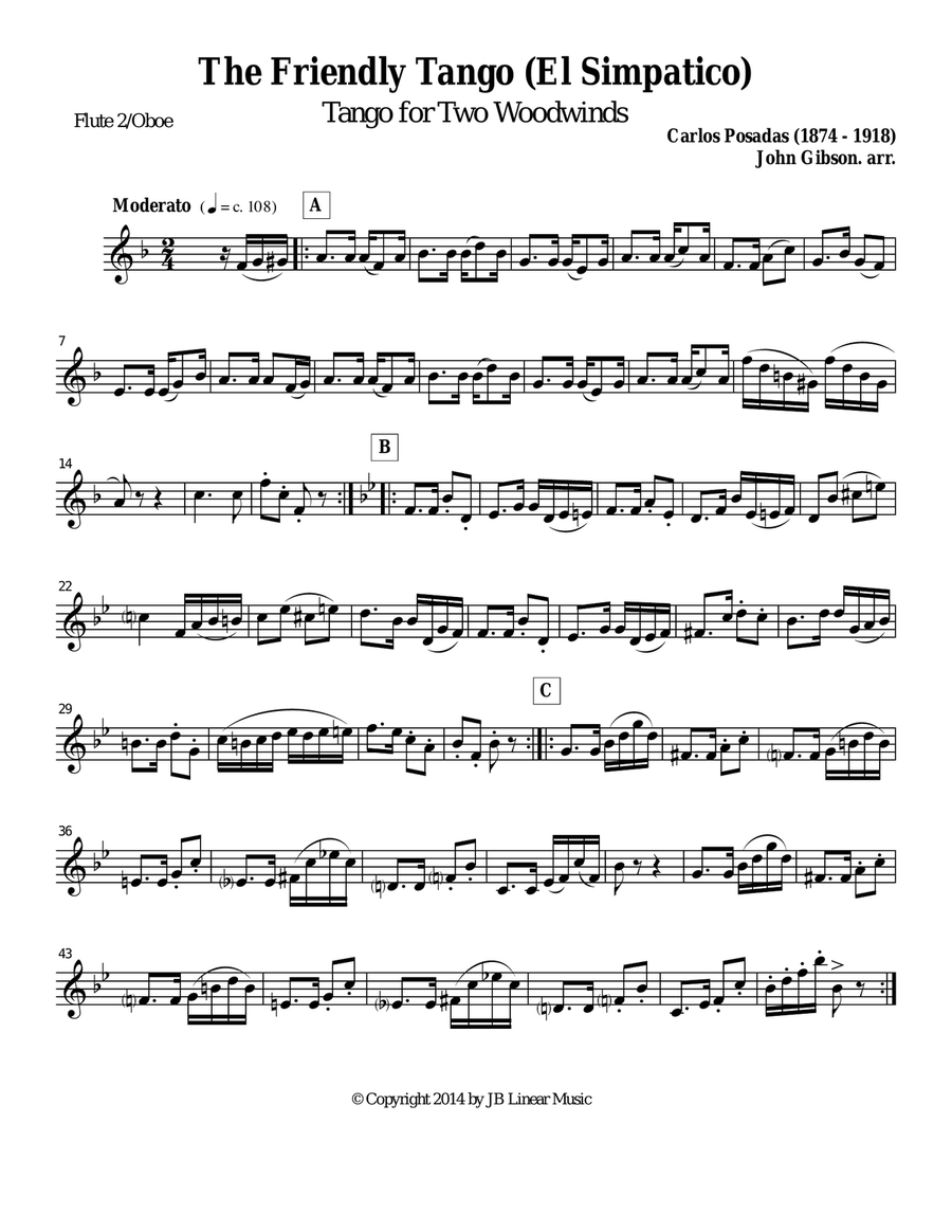 The Friendly Tango by Carlos Posadas set for flexible woodwind duets Woodwind Duet scores gallery preview page 5