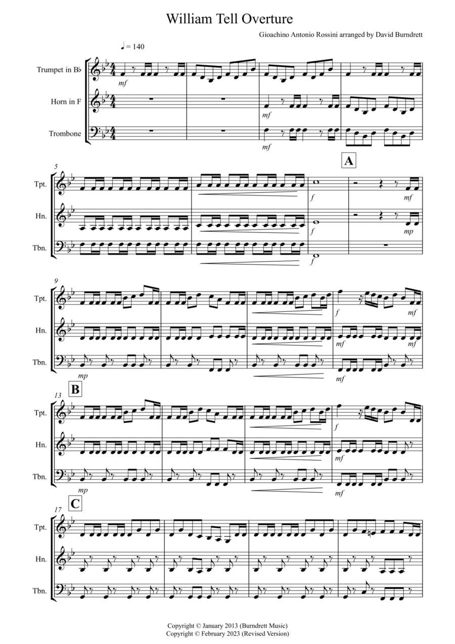 William Tell Overture for Brass Trio Brass Trio scores gallery preview page 1