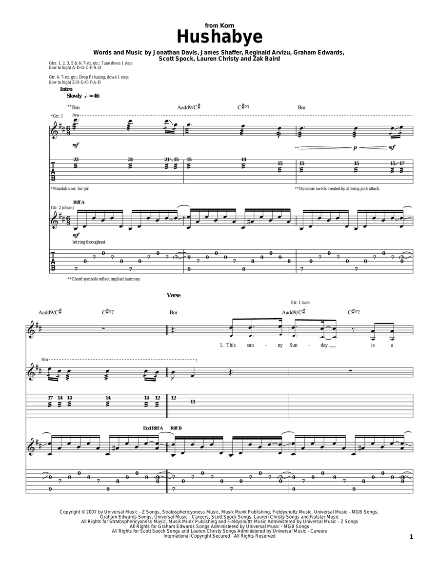 Hushabye Acoustic Guitar scores gallery preview page 1