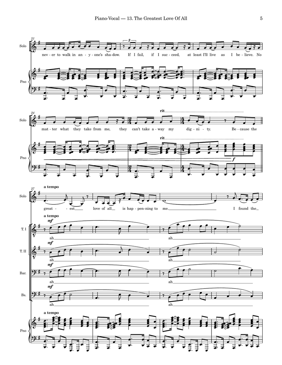 The Greatest Love Of All TTBB scores gallery preview page 5