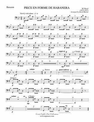 Piece en Forme de Habanera (Soloist and Concert Band): Bassoon
