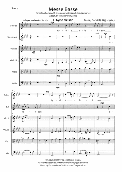 Messe Basse - G.Fauré - Female choir - String Quartet