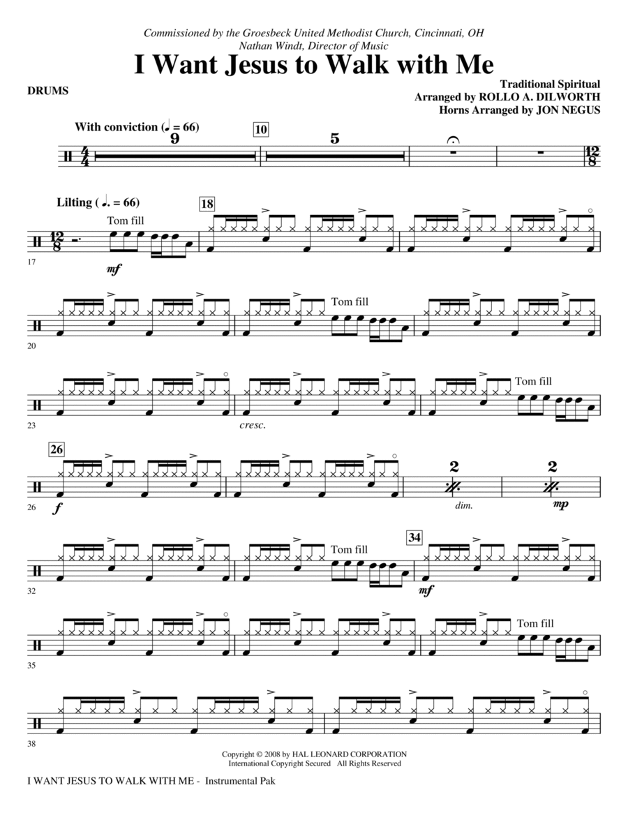 I Want Jesus To Walk With Me - Drums Choir scores gallery preview page 1