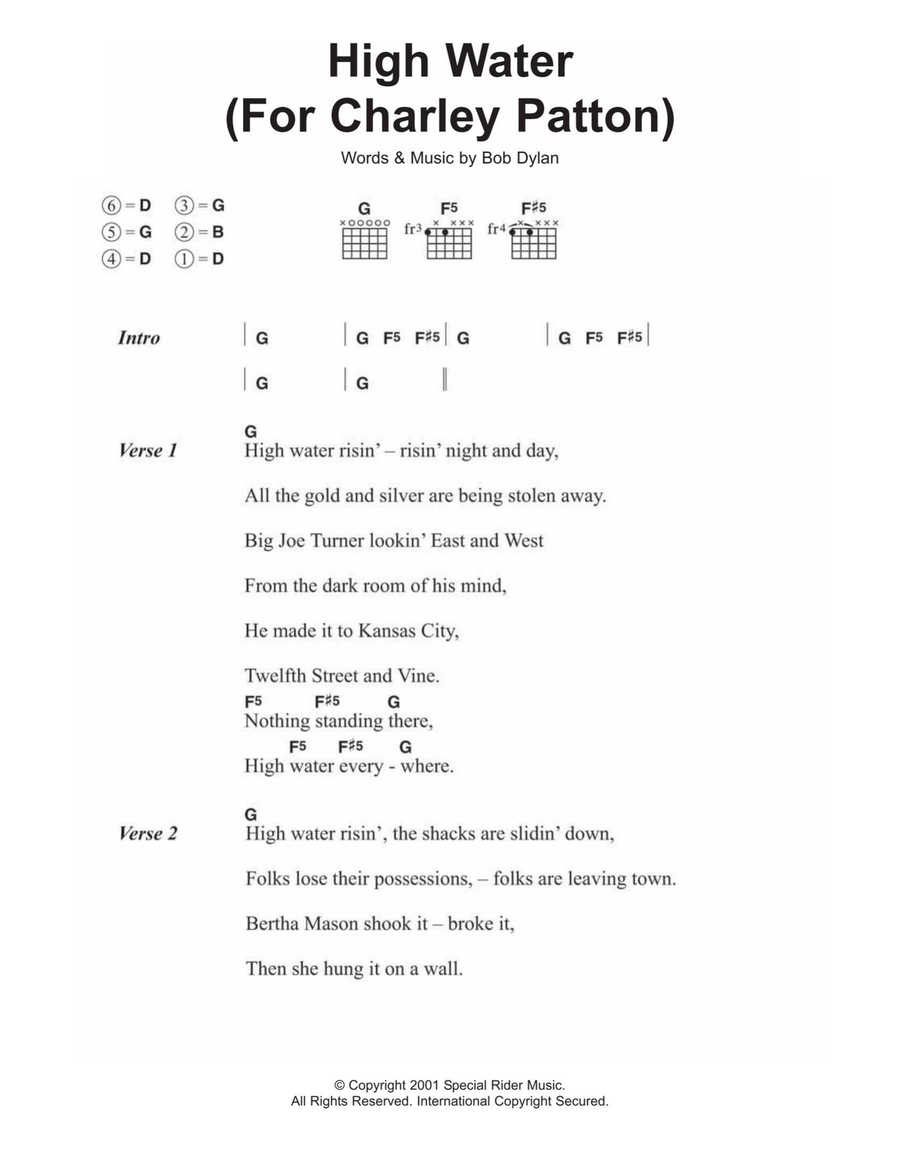 High Water (For Charley Patton) Acoustic Guitar scores gallery preview page 1