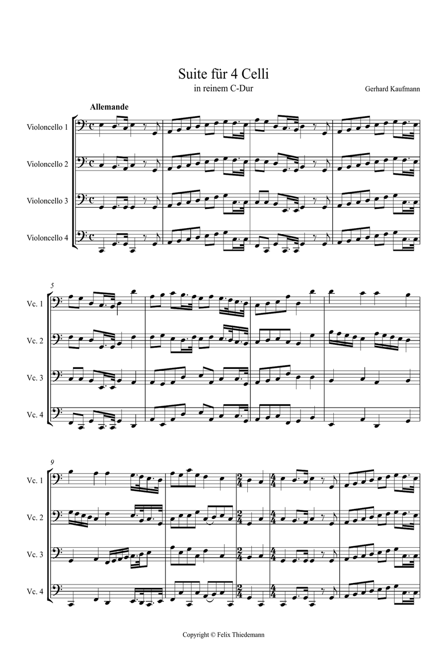 Suite in reinem C-Dur Suite in reinem C-Dur String Quartet scores gallery preview page 2