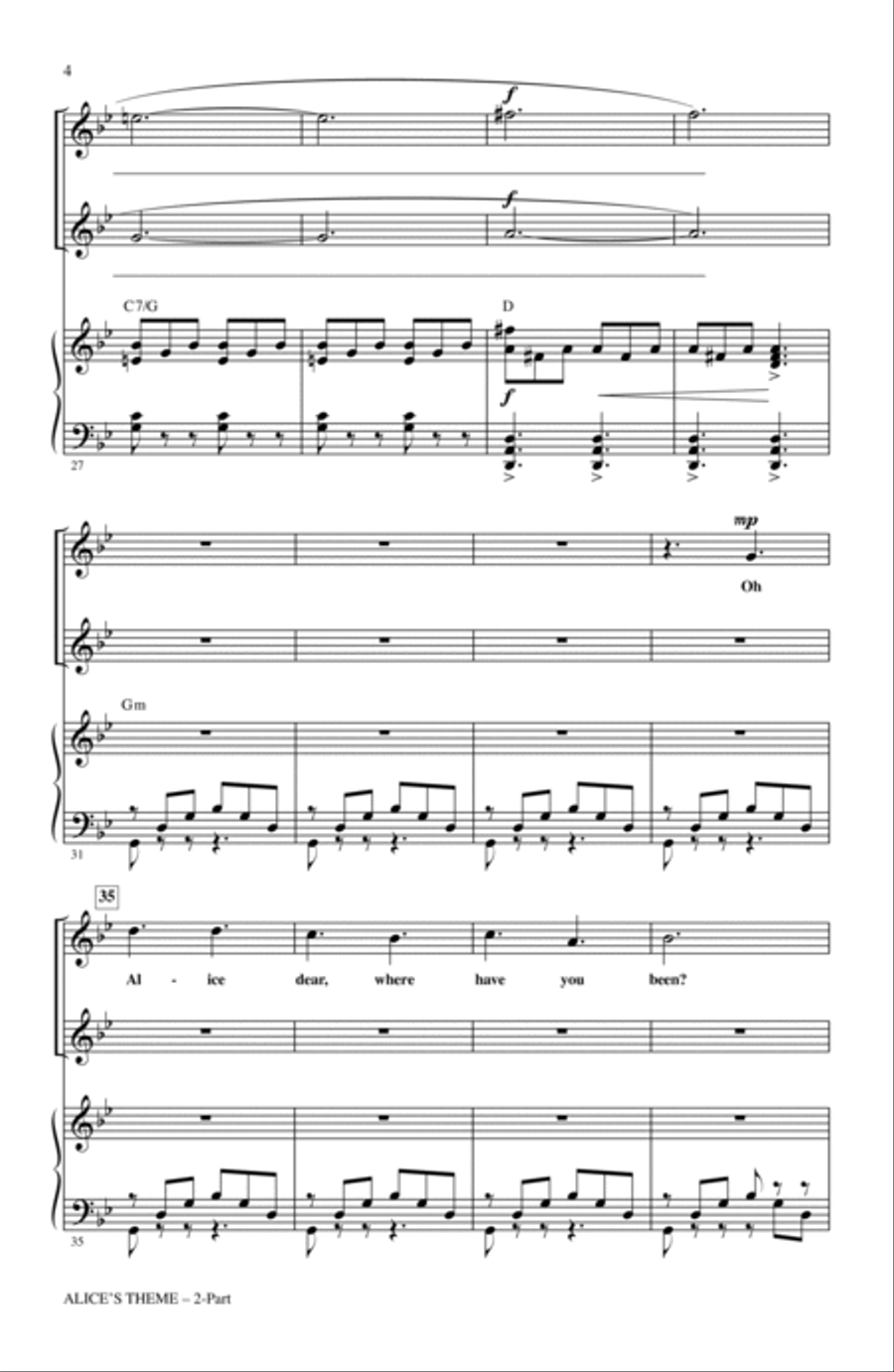 Alice's Theme (from Alice In Wonderland) (arr. Mac Huff) 2-Part scores gallery preview page 3