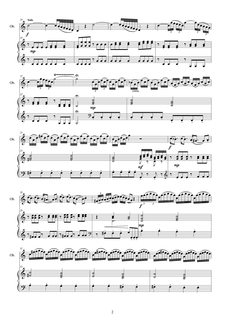 Vivaldi - Oboe Concerto in C major RV 447 for Oboe and Piano - Score and Oboe part Piano scores gallery preview page 2