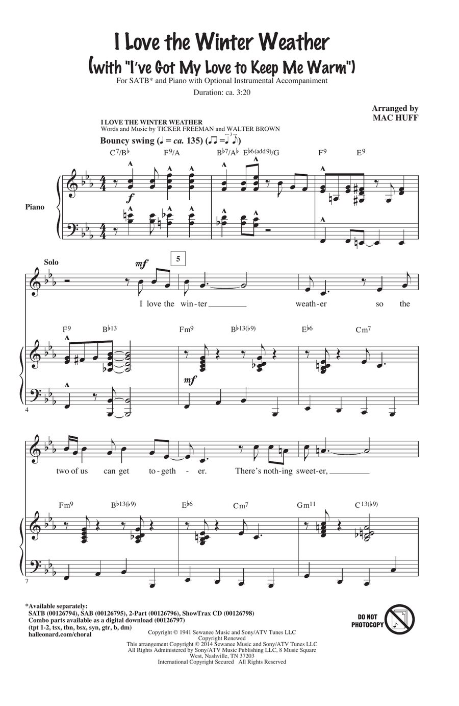 I Love The Winter Weather 4-Part scores gallery preview page 1