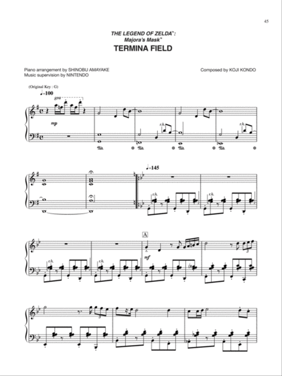The Legend of Zelda™: Majora's Mask™ Termina Field Piano Solo scores gallery preview page 1