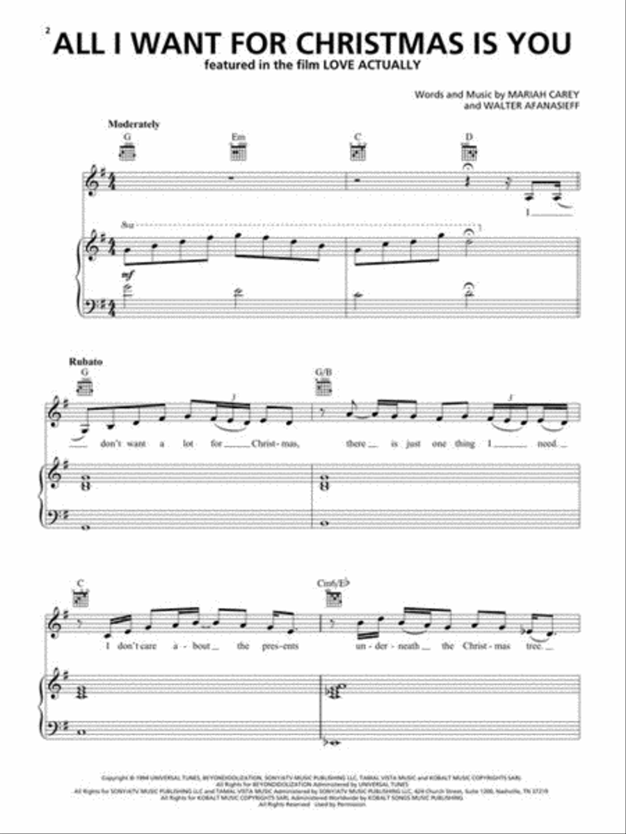 All I Want for Christmas Is You Piano, Vocal, Guitar scores gallery preview page 3