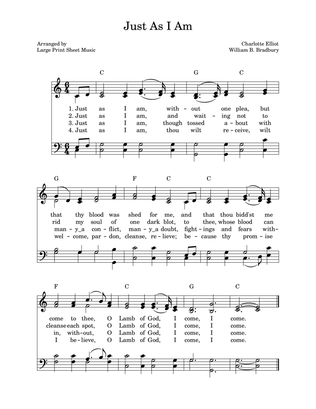 Just As I Am Without One Plea | Hymnbook Style in Key of C | Includes Chord Symbols