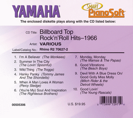 Billboard Top Rock'N'Roll Hits - 1966 - Piano Software