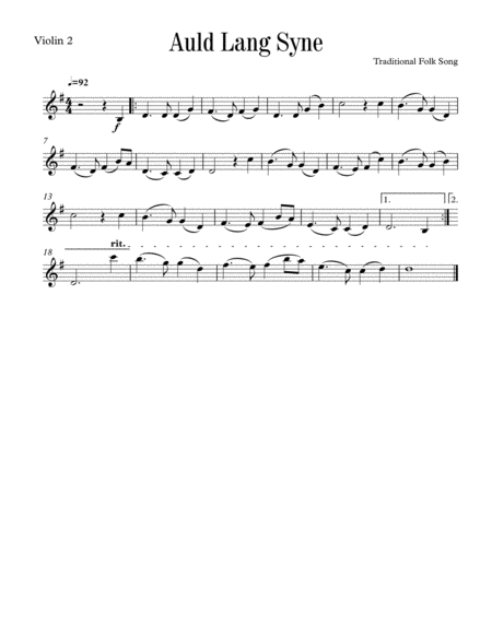 Auld Lang Syne String Quartet Score and Part image number null