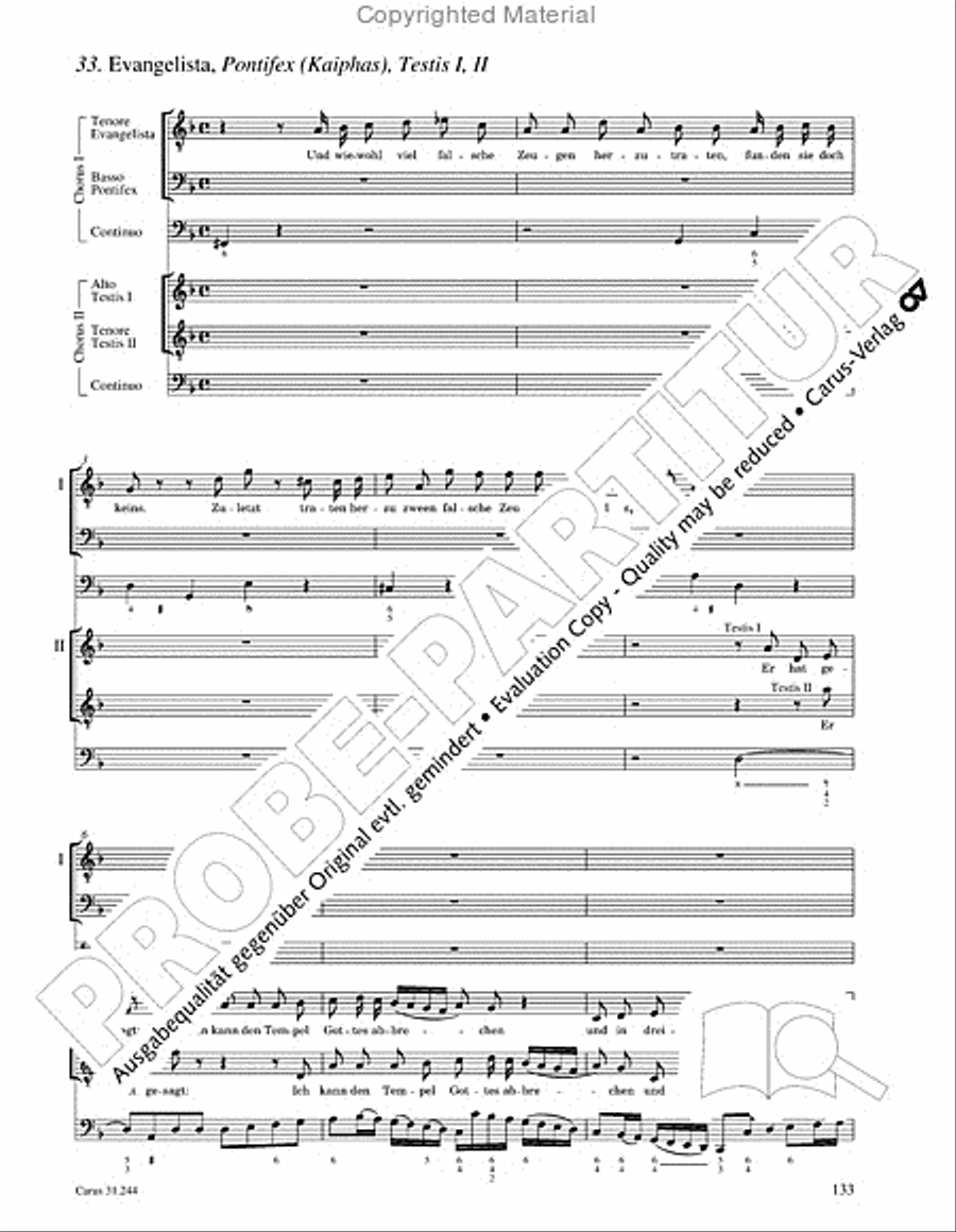 St. Matthew Passion (Matthaus-Passion) 4-Part scores gallery preview page 135