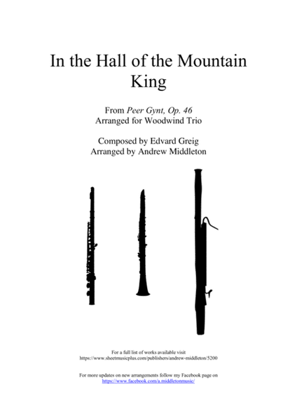 In the Hall of the Mountain King arranged for Woodwind Trio image number null