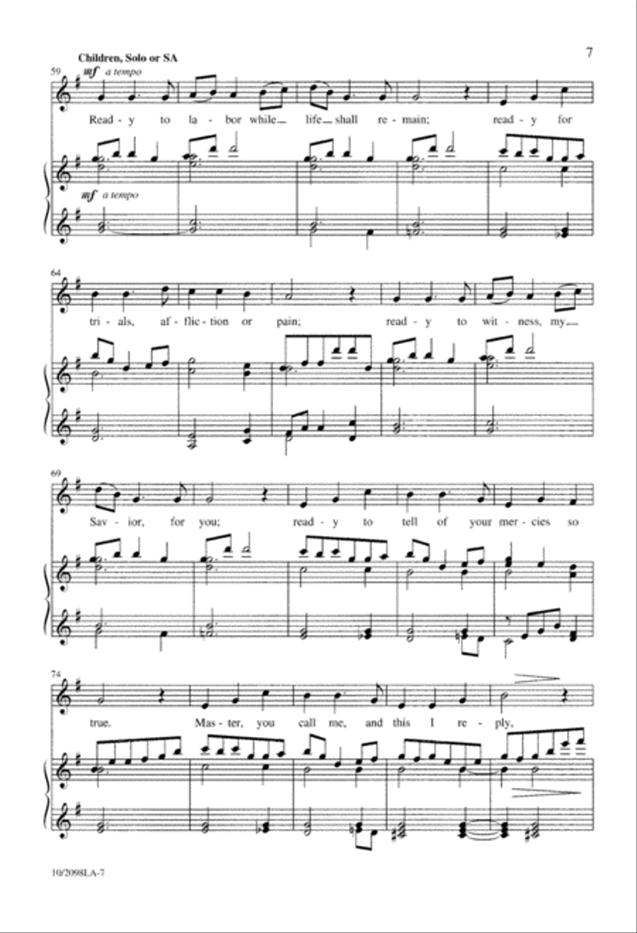 Lord, Here am I 4-Part scores gallery preview page 7