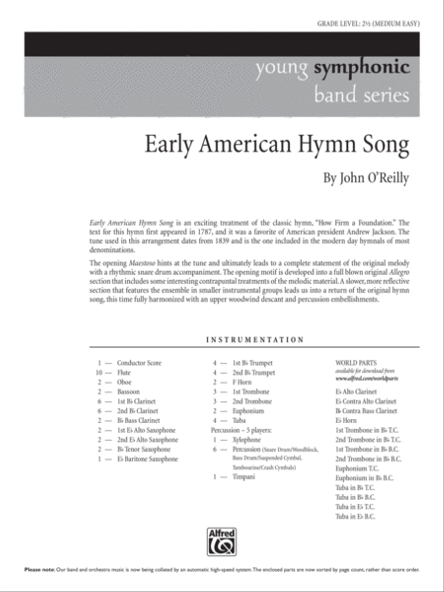 Early American Hymn Song: Score Concert Band scores gallery preview page 1