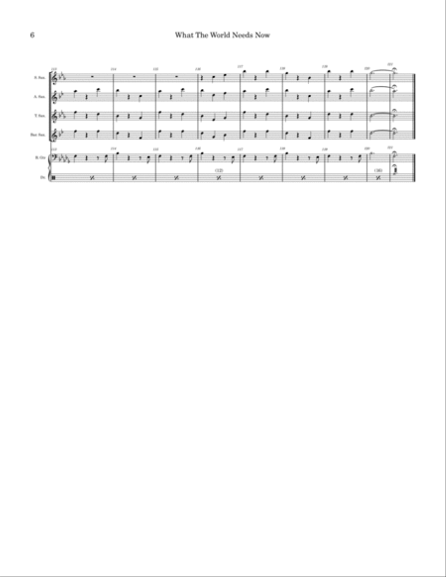 What The World Needs Now Is Love Saxophone Quartet scores gallery preview page 6