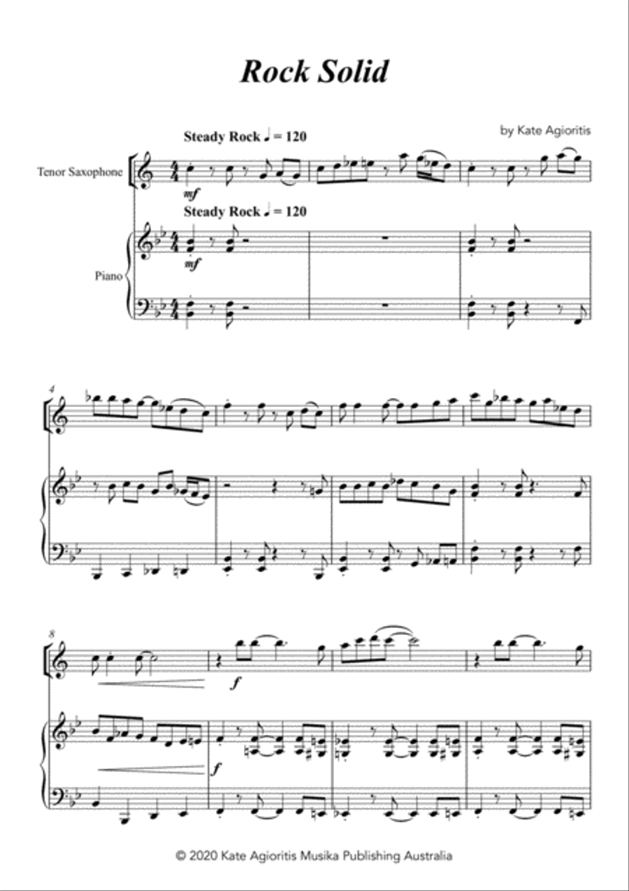 Rock Solid - for Tenor (or Soprano) Saxophone and Piano Tenor Saxophone scores gallery preview page 3