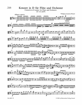 Concerto for Flute and Orchestra D major, KV 314(285d)
