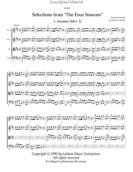 Selections from The Four Seasons for String Quartet - Score image number null