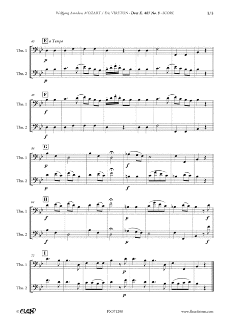 Duet K.487 No. 8 Trombone Duet scores gallery preview page 3