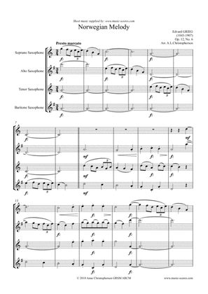 Book cover for Norwegian Melody, Op.12, No.6 - Sax Quartet