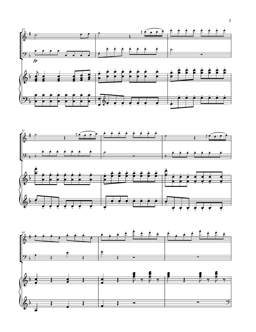 W. A. Mozart - Queen of the Night Aria for Trumpet in Bb, Trombone and Piano Brass Duet scores gallery preview page 5