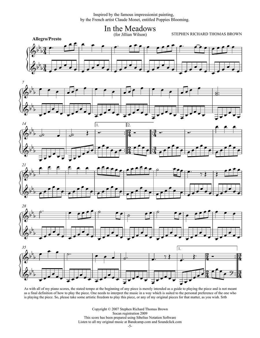 In The Meadows Piano Solo scores gallery preview page 1