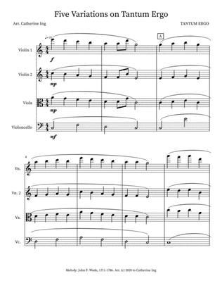 Five Variations on Tantum Ergo - String Quartet