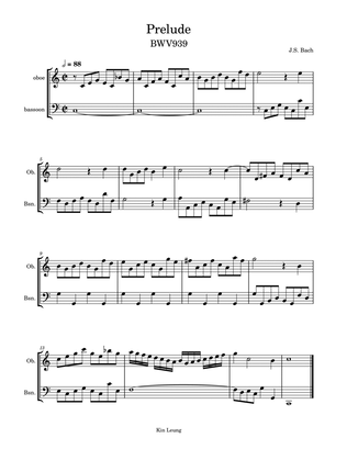 Prelude BWV 939 for oboe and bassoon duet