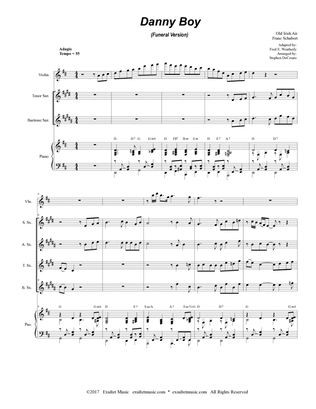 Danny Boy (Funeral Version) (Saxophone Quartet and Piano)