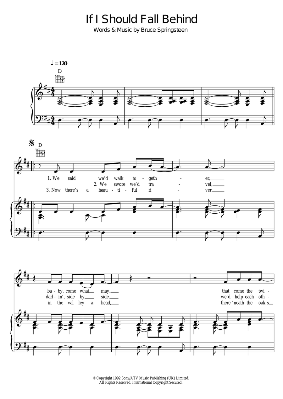 If I Should Fall Behind If I Should Fall Behind Piano, Vocal, Guitar scores gallery preview page 1