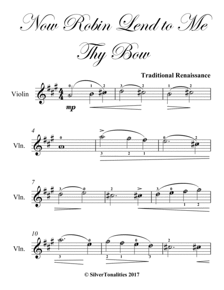 Now Robin Lend to Me Thy Bow Easy Violin Sheet Music