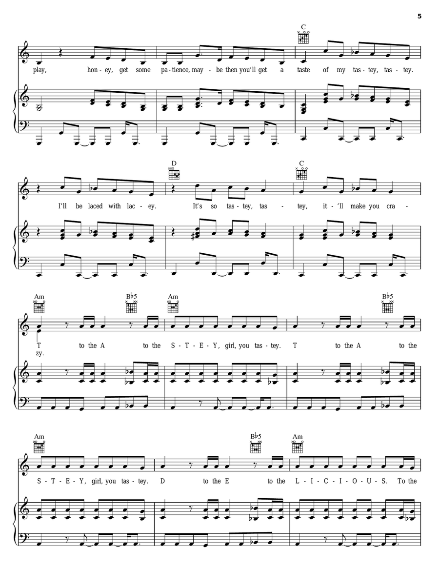 Fergalicious Piano, Vocal, Guitar scores gallery preview page 5