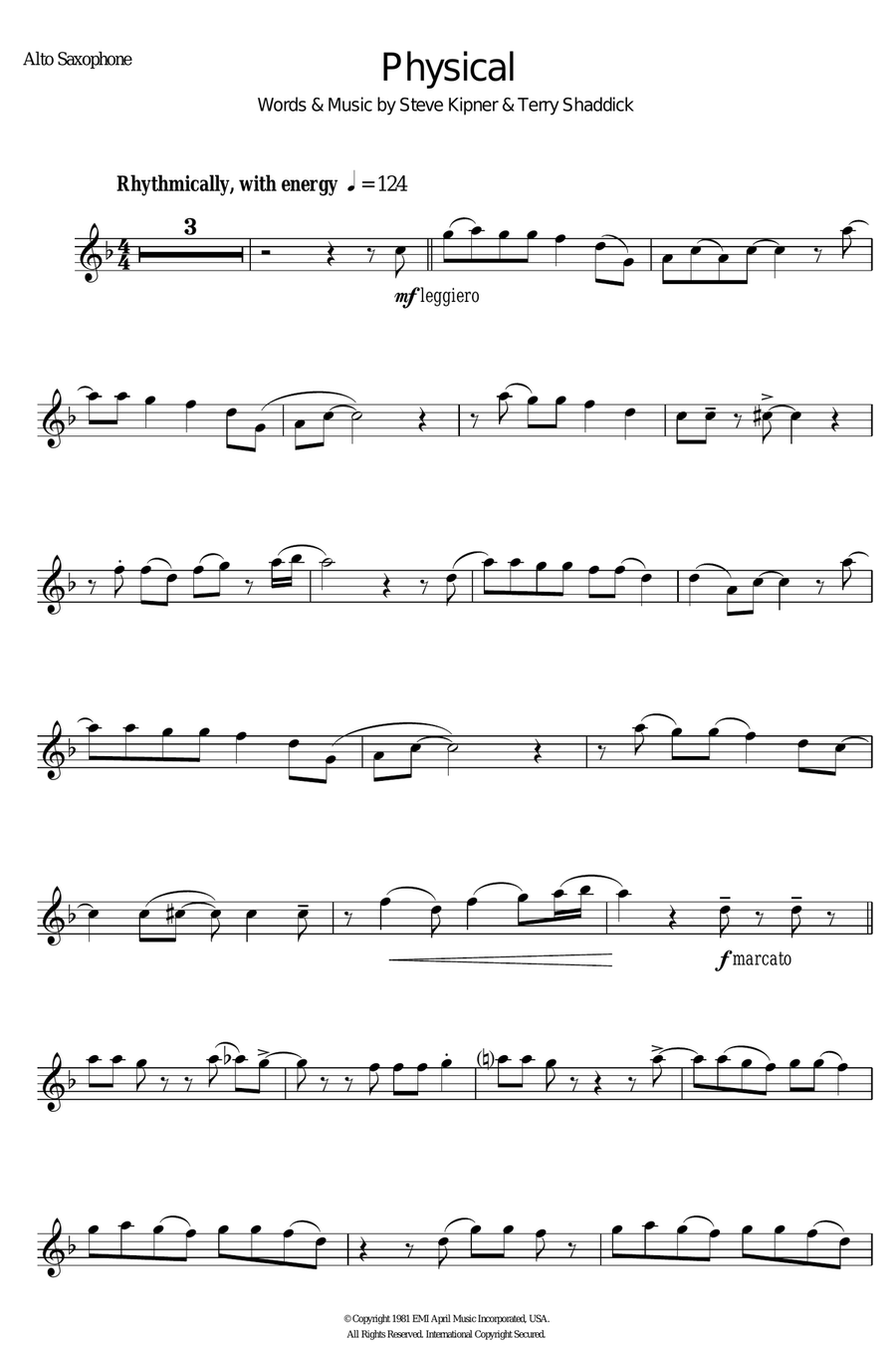 Physical Alto Saxophone scores gallery preview page 1