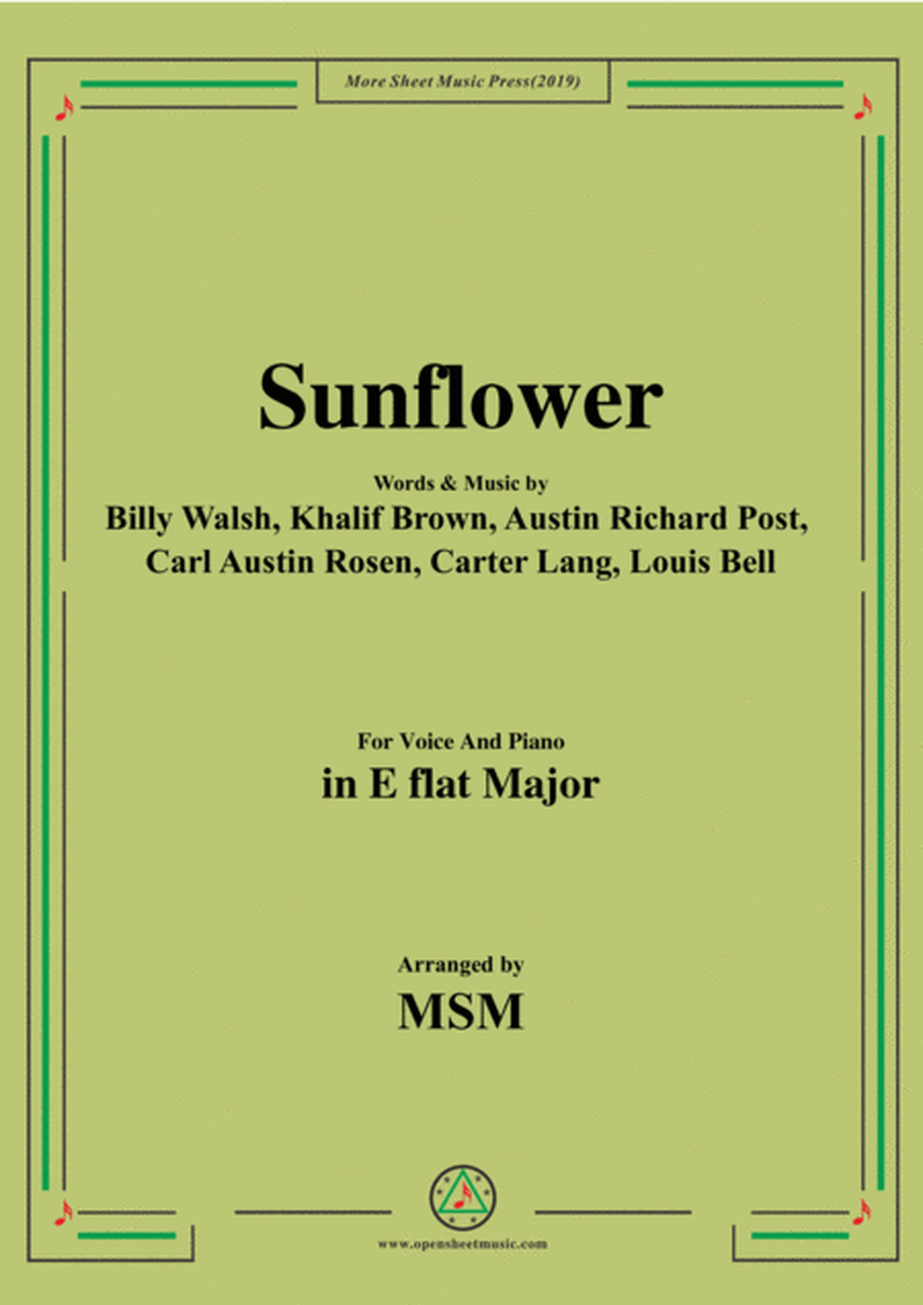 Sunflower,in E flat Major,for Voice and Piano