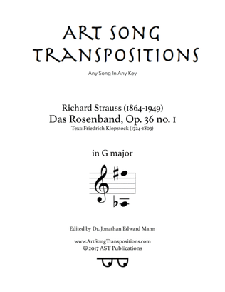 STRAUSS: Das Rosenband, Op. 36 no. 1 (transposed to G major)