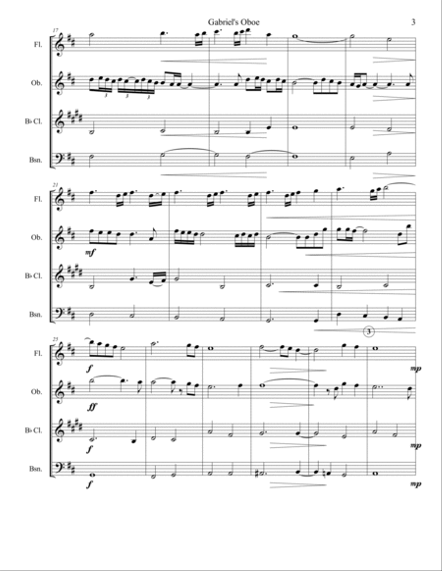 Gabriel's Oboe Woodwind Quartet scores gallery preview page 3